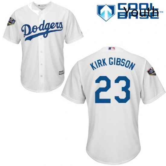 Youth Majestic Los Angeles Dodgers 23 Kirk Gibson Authentic White Home Cool Base 2018 World Series MLB Jersey